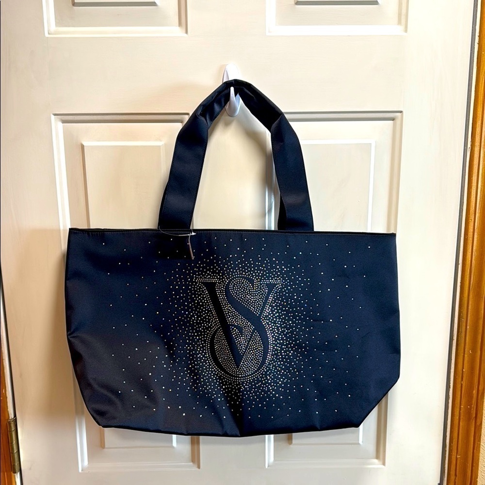 NWT Victoria's Secret rhinestone Black Tote Bag / Duffle / Weekender bag